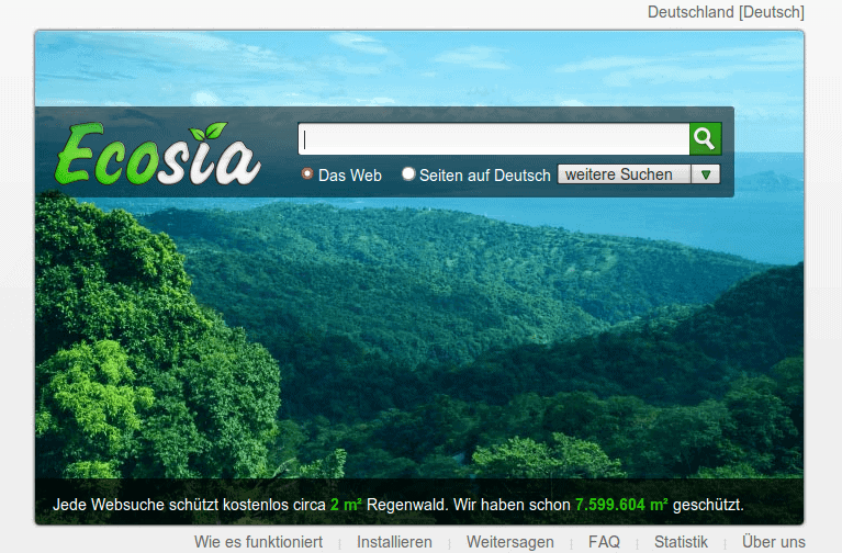 homepage Ecosia